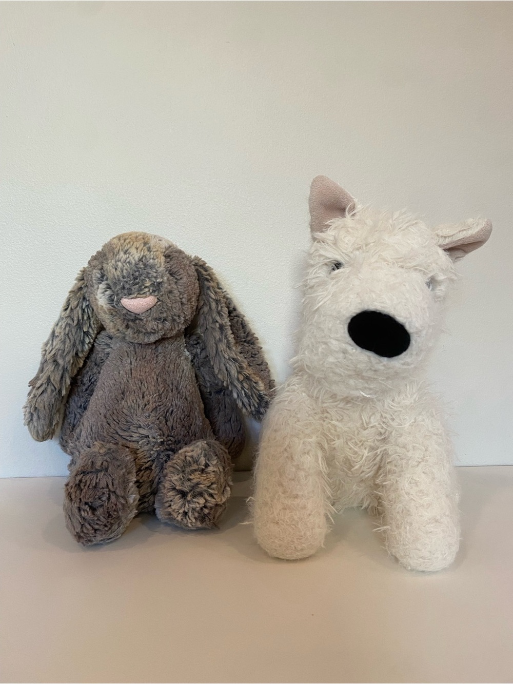 Jellycat bunny and dog